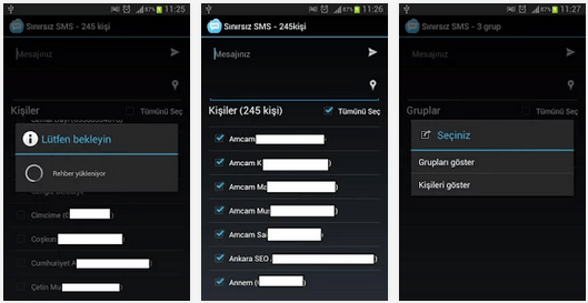 Android üzerinden sınırsız kişiye nasıl meaj gönderilir? androidtoplusms