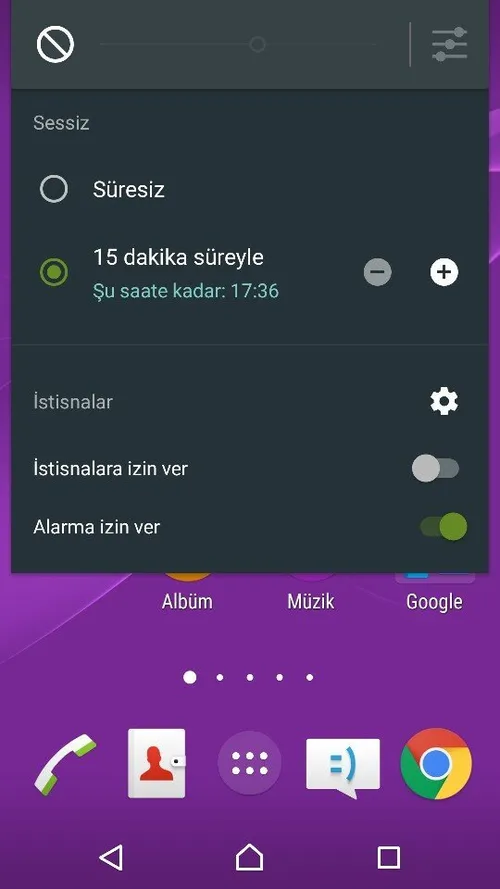 Xperia Z2’de Zaman Ayarlayarak Telefonu Sessize Almak