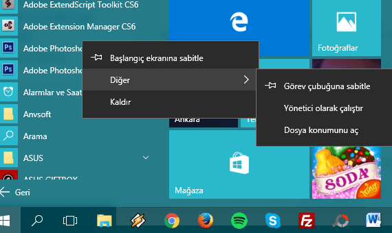 Windows 10’da Uygulama Sabitleme Nasıl Yapılır?