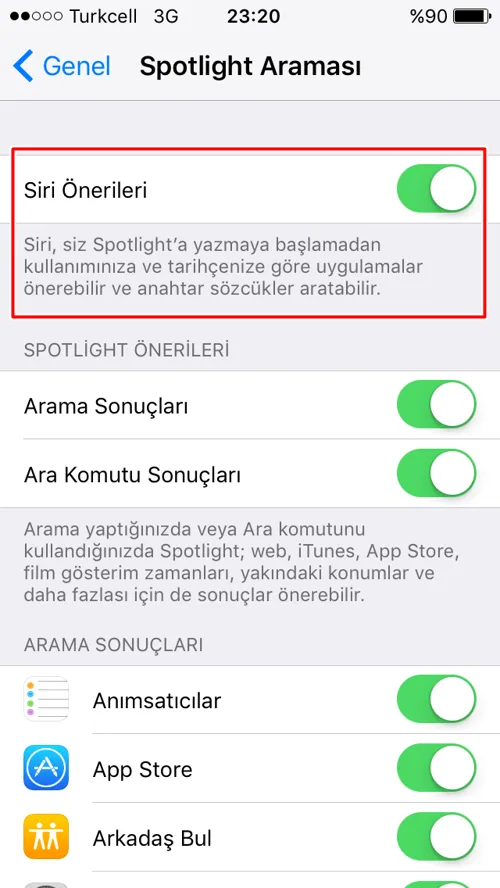 iPhone'da Siri Önerileri Nasıl Açılır/Kapatılır?