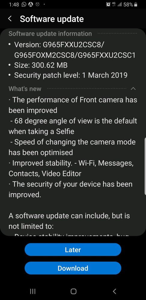 Samsung Galaxy S9 Ön Kamera Güncellemesi Samsung Galaxy S9 Ön Kamera Güncellemesi