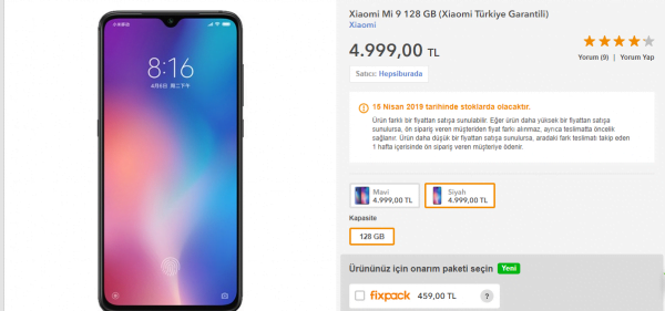 Xiaomi Mi 9 Satışta