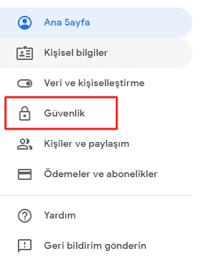 google şifre değiştirme