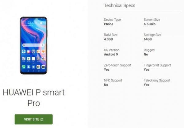 Huawei P Smart Pro Özellikleri Huawei P Smart Pro Özellikleri