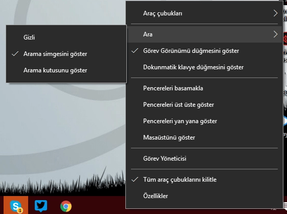 Windows 10'da Arama Butonunu Küçültmek