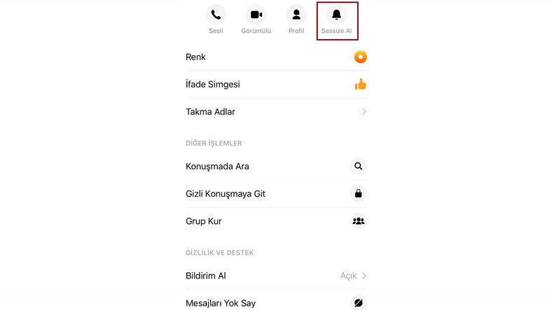 Facebook Messenger'da Konuşmayı Sessize Alma