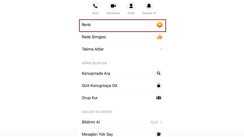 MEssenger'da Bir Konulmanın Rengini Belirleme