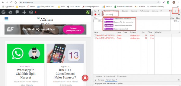 Chrome'da Tam Sayfa Ekran Görüntüsü Almak Chrome'da Tam Sayfa Ekran Görüntüsü Almak