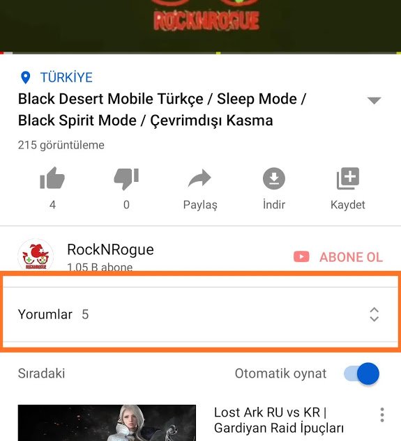 Android İçin Youtube'da Yenilik