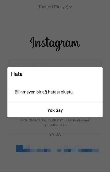 Instagram Bilinmeyen Hata Oluştu Sorunu