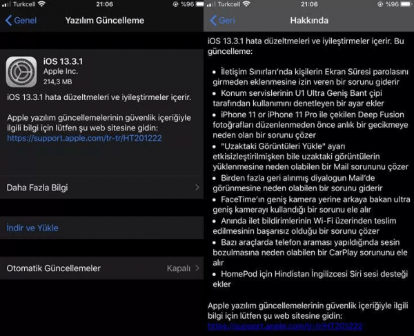 iOS 13.3.1 Güncellemesi Çıktı Yenilikler ve Güncellemeyi Alacak Cihazlar iOS 13.3.1 Güncellemesi Çıktı Yenilikler ve Güncellemeyi Alacak Cihazlar