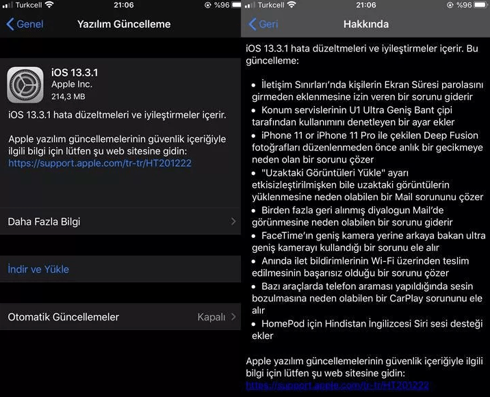 iOS 13.3.1 Güncellemesi Çıktı Yenilikler ve Güncellemeyi Alacak Cihazlar