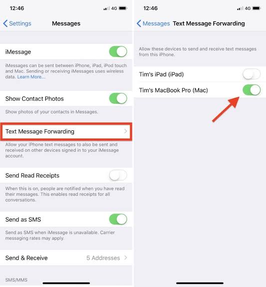 iPhone'dan Mesajları Diğer Cihaza Yönelendirme