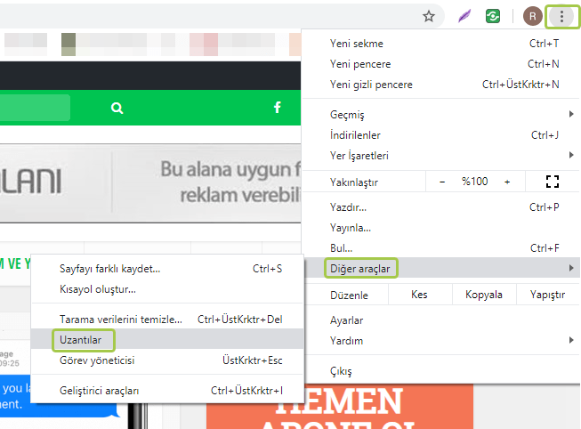 Chrome'da Tarayıcı Uzantılarını Yönetme