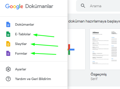 Ücretsiz Office, Google Dokümanlar Kullanımı