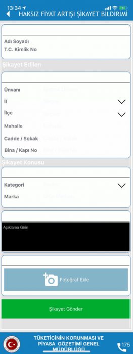 Haksız Fiyat Artışı Bildirimi Yapma