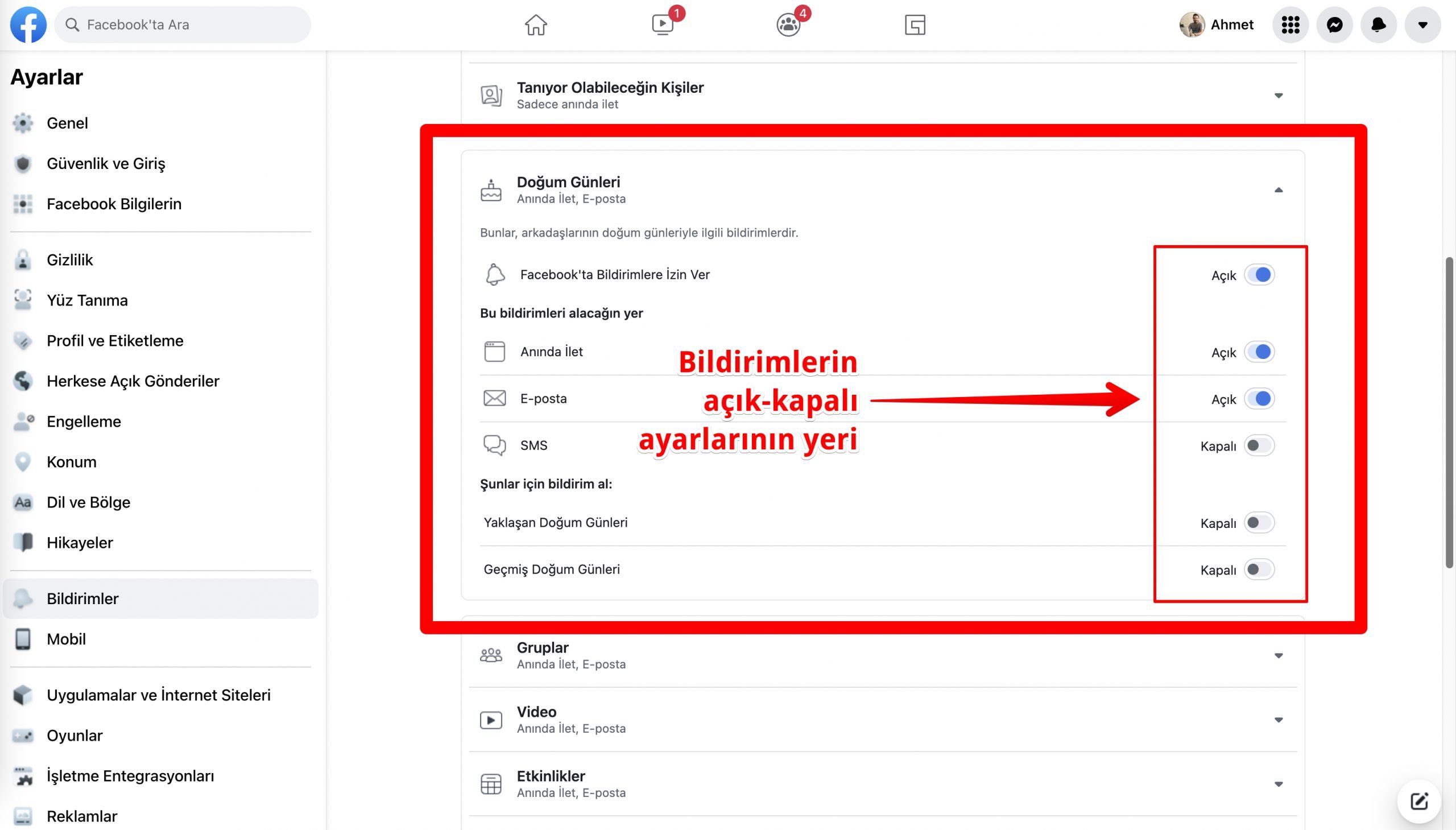 facebook doğum günü bildirimi
