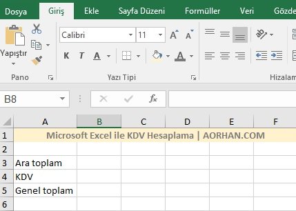 Excel ile KDV hesaplama tablosu oluşturma