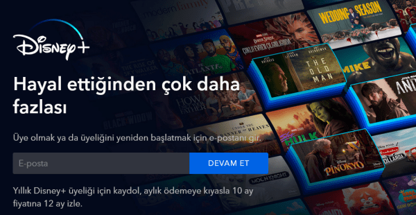 Disney Plus Türkiye yeni üyelik sayfası