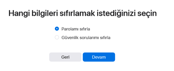 Apple ID şifre sıfırlama seçenekleri